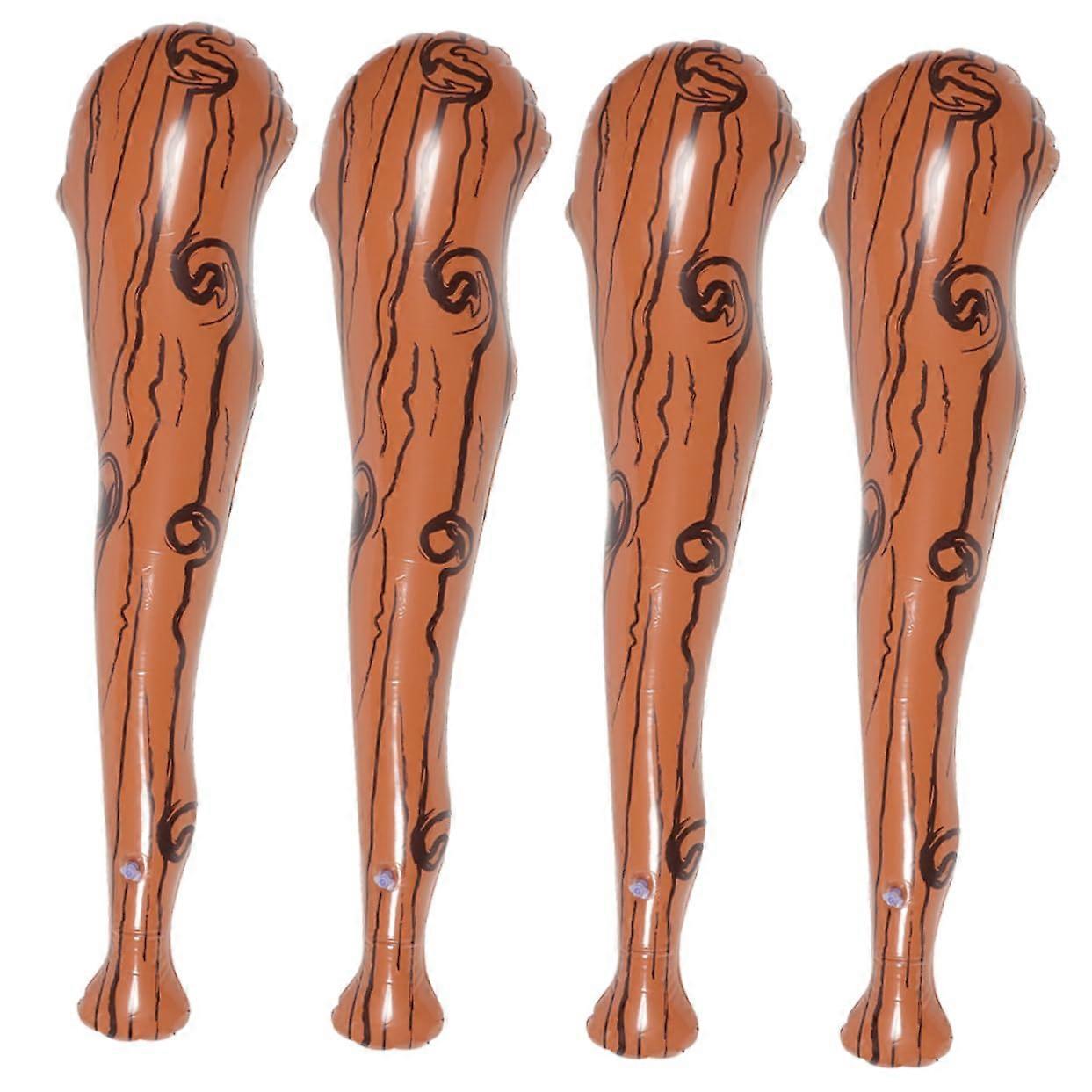 4pcs Inflatable Baseball Bats, Wood Grain Design, Portable Cheering Sticks For Sports Events And Carnivals
