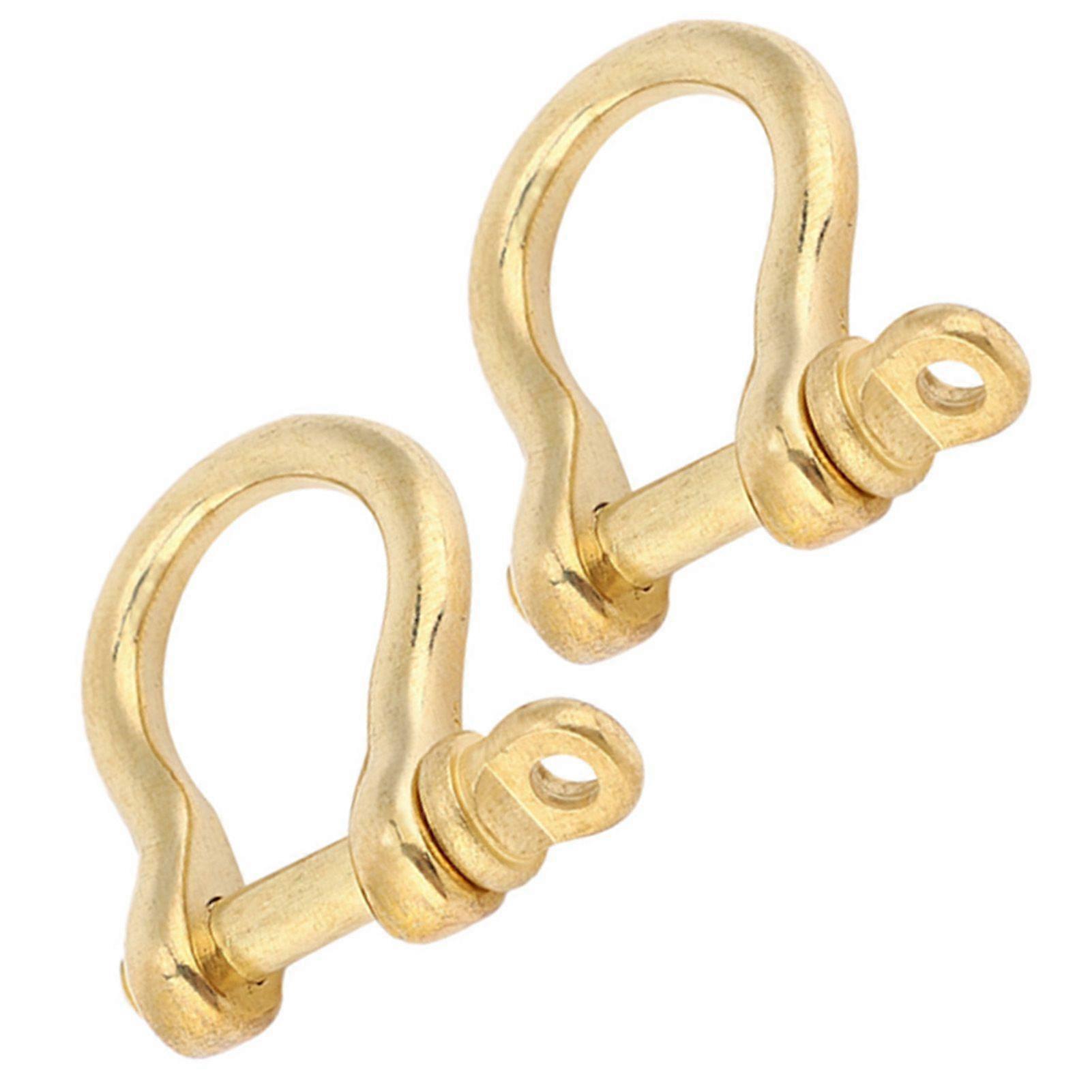 2 Set Anchor Shackle Pure Brass U Type Fob Key Ring Hook Golden Connection Buckle 10mm