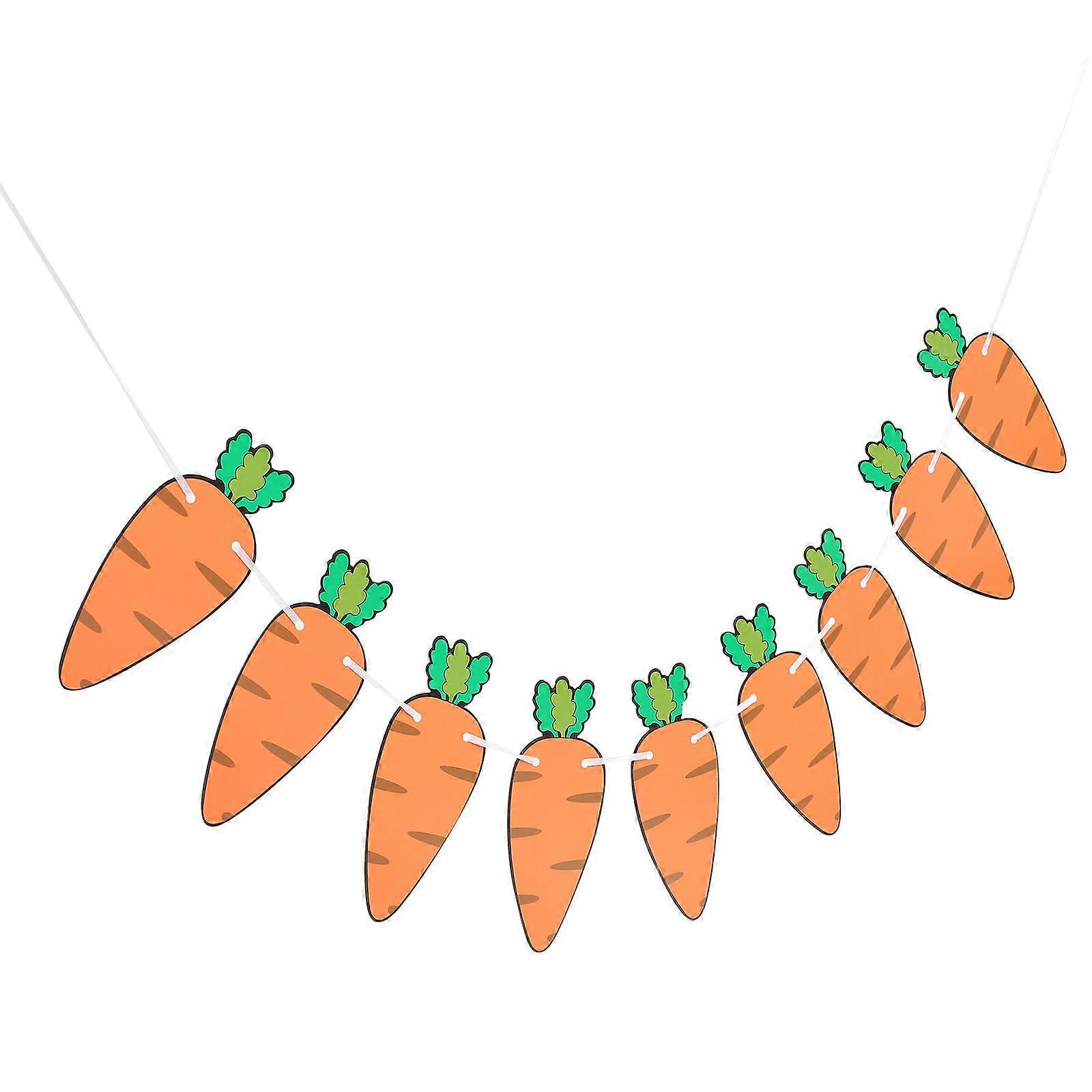 Easter Carrot Banner Hanging Paper for 2Sets Decorative Easter Decor