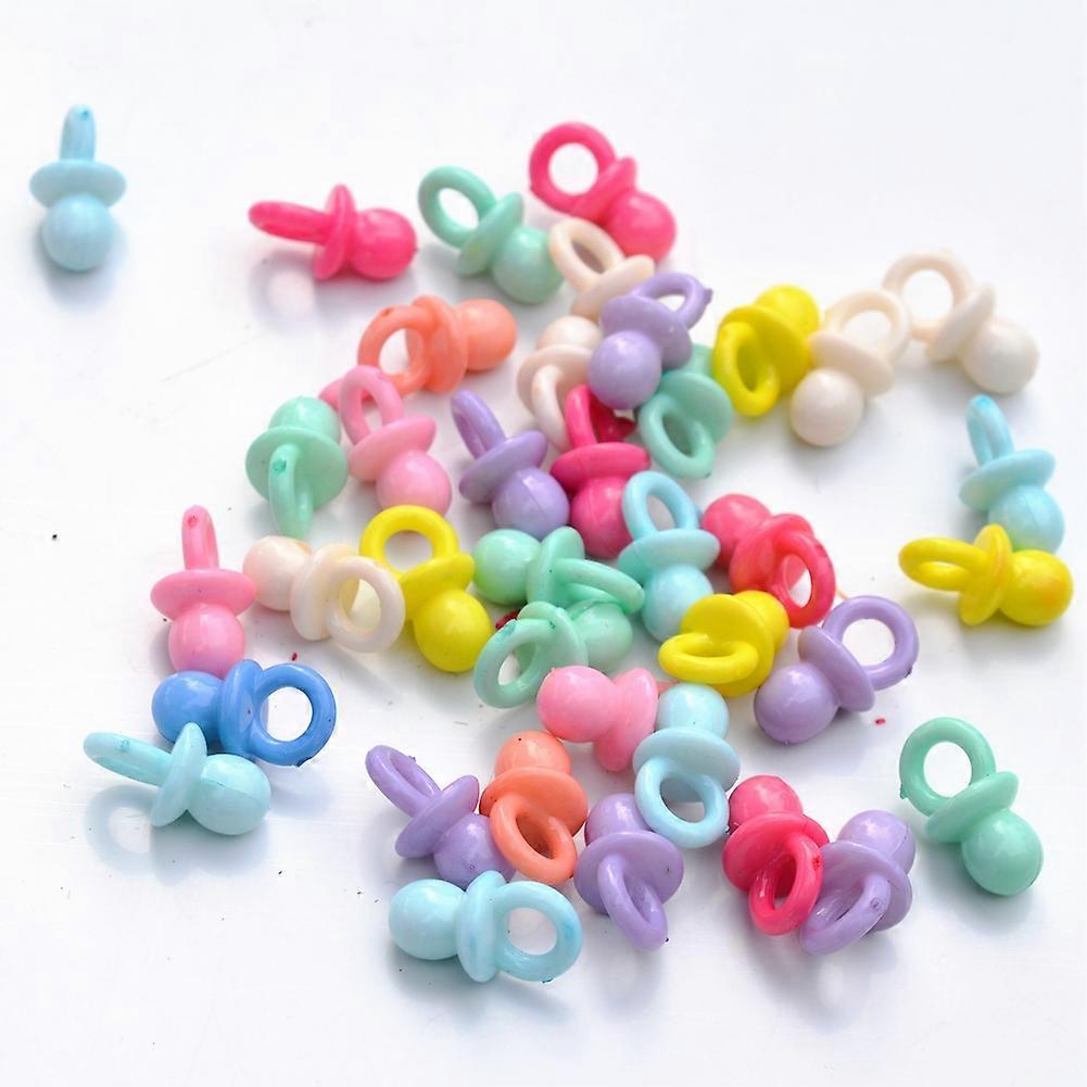 100pcs Mini Acrylic Pacifiers Baby Shower Toy Mix Solid Color
