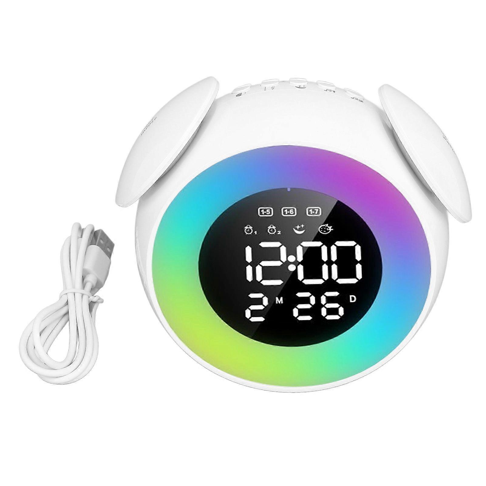 Wake Up Light Alarm Clock Colorful Lighting Effects Rechargeable Digital LED Music Alarm Clock for Bedroom Study