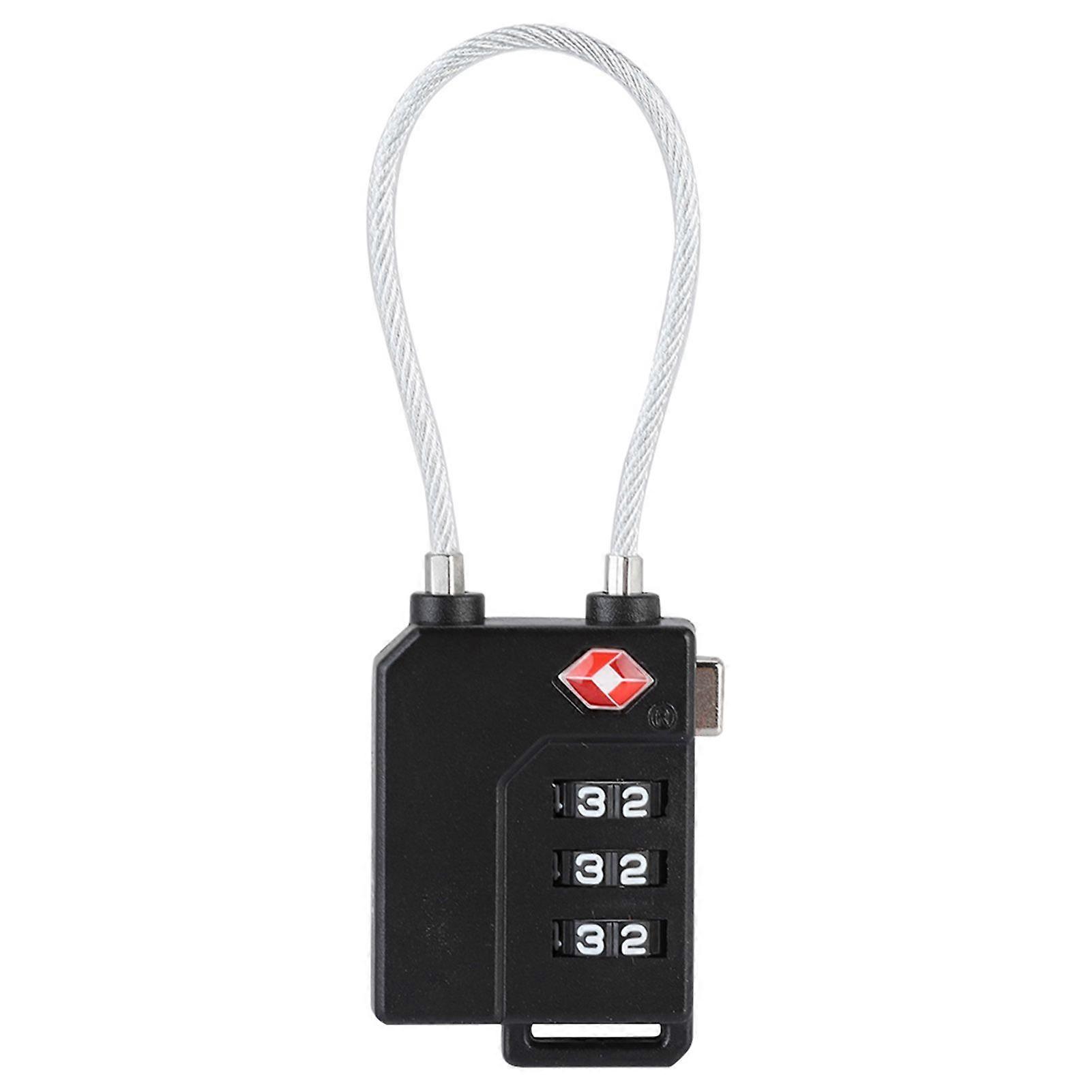 3-Digit Password TSA Steel Wire Lock Customs Code Lock for Travel Suitcase Luggage(Black)