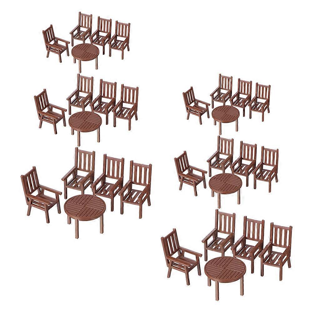 Mini Furniture Dollhouse Dining Table and Chairs Set for Decor 6Sets