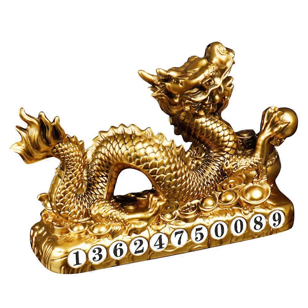 Golden Resin Dragon Craft Figurine Decoration Set with 4Pcs Dragon Ornaments
