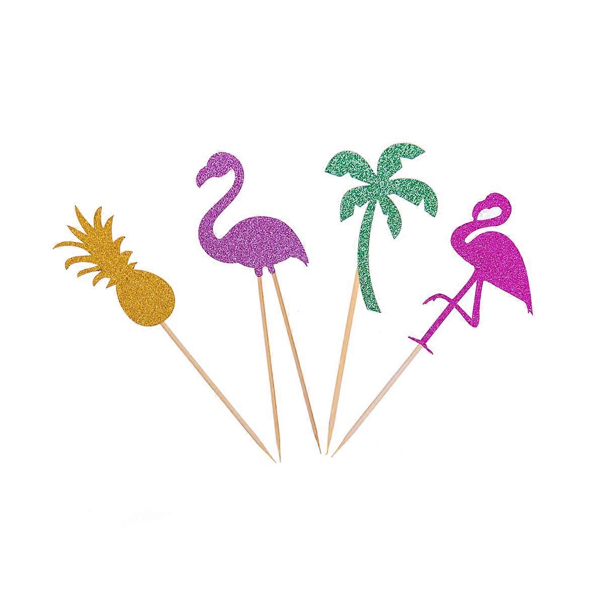Egg Cake Insert Flamingo Pineapple Coconut Tree Picks for Cake Decoration 12Pcs