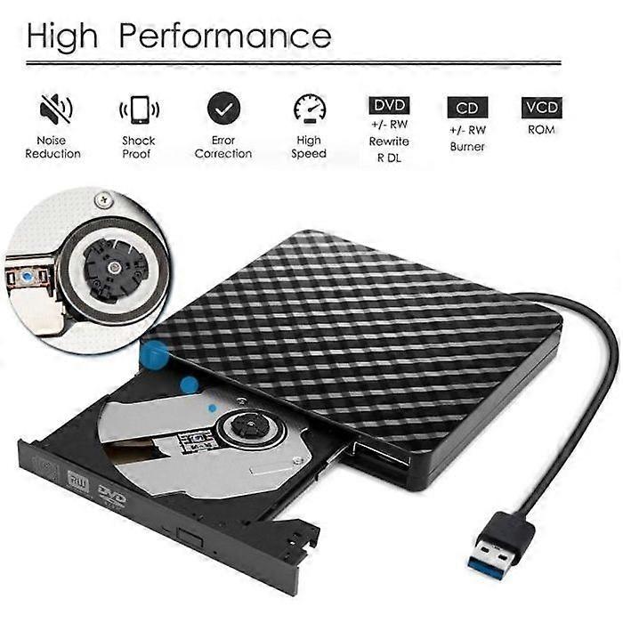 External DVD Burner - Unspecified - USB 3.0 - Black - Windows and Mac Compatible - High Speed