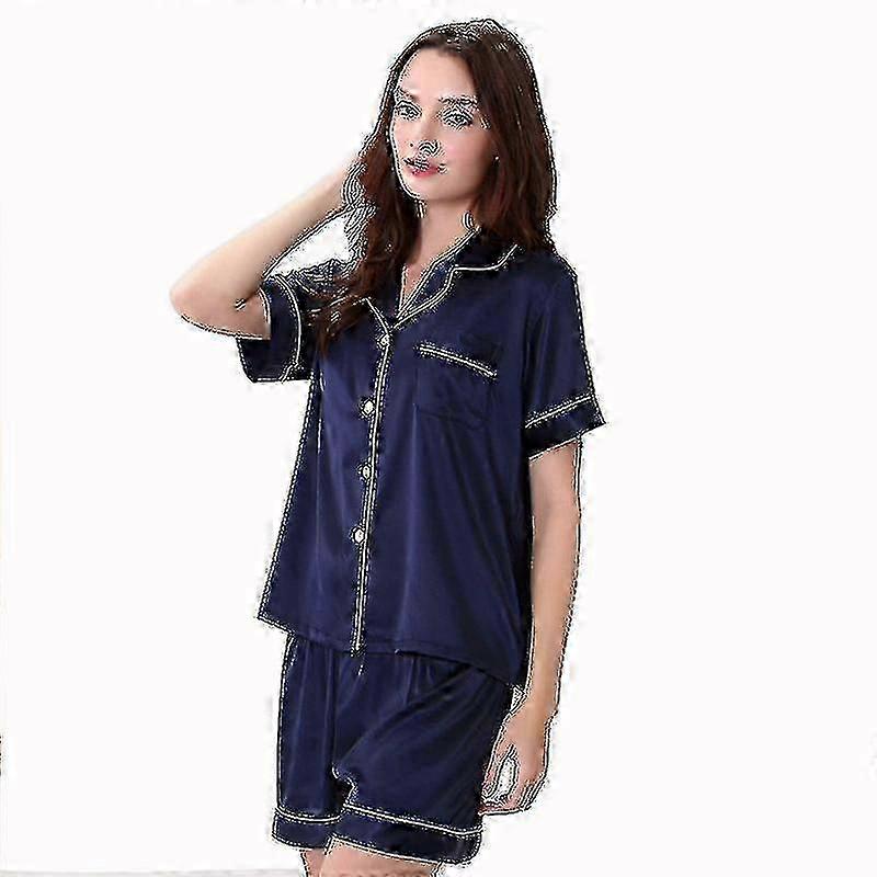 Silk Satin Tvådelad Pyjamas Set för kvinnor - Snygga nattkläder 2025