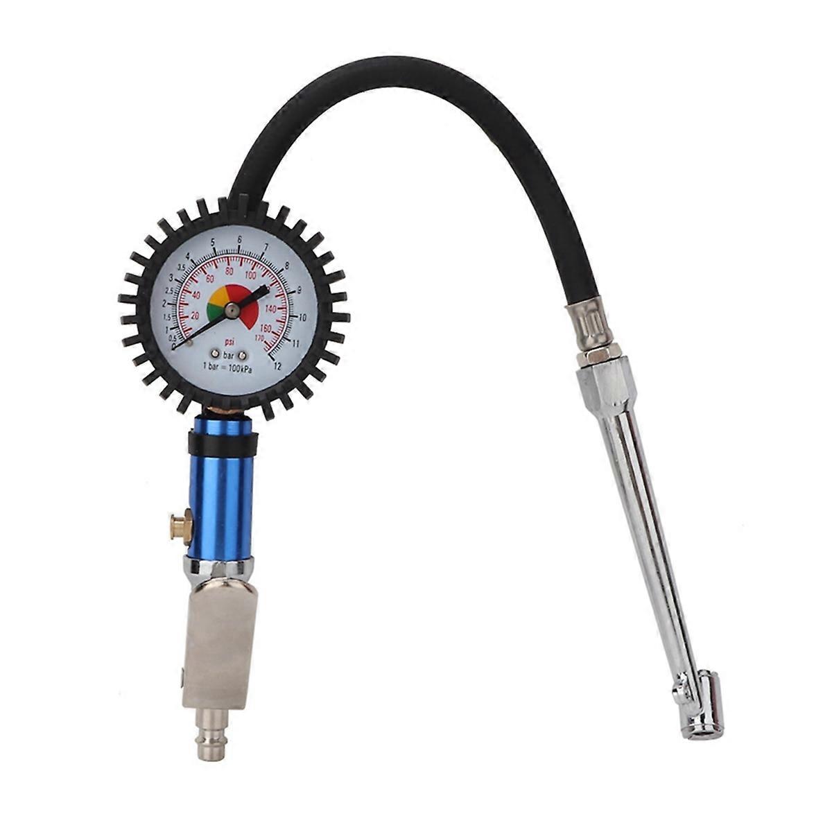 Pump Inflator 12 Bar Self Clamping Tire Inflator with Air Pressure Gauge and Quick Air Connector Tire Inflator