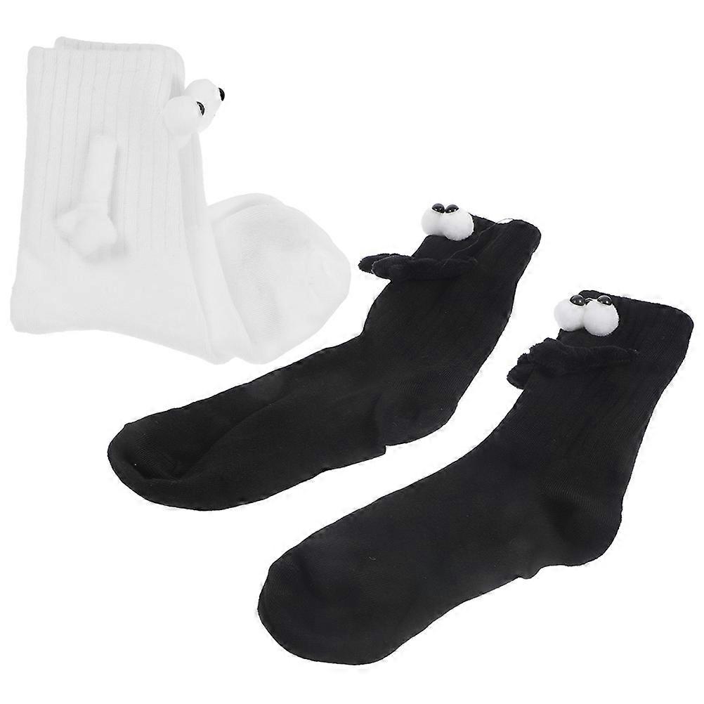 2 Pairs Holding Hands Socks Mid-Calf Sports Socks for Men and Women in Assorted Color for Non-Slip