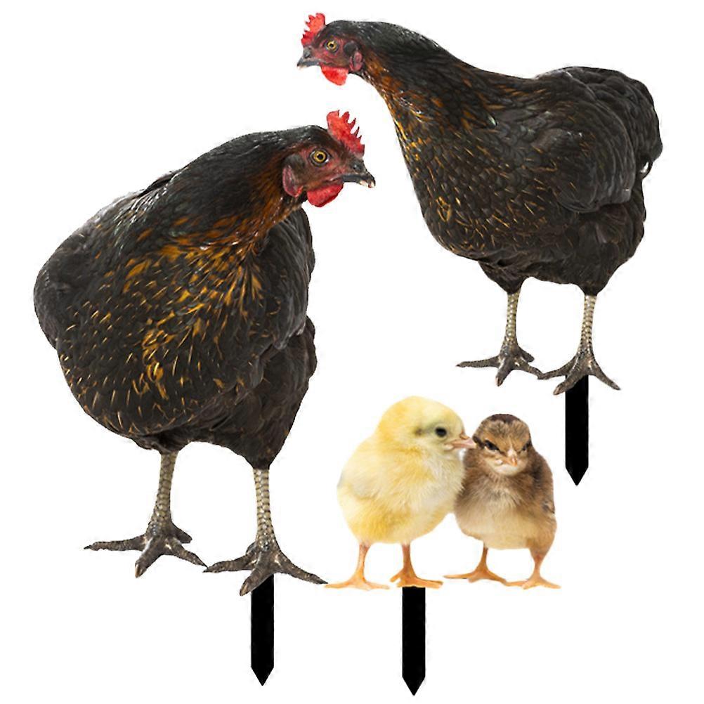 Lawn Chicken Insert Yard Decoration Acrylic Stake 2Sets