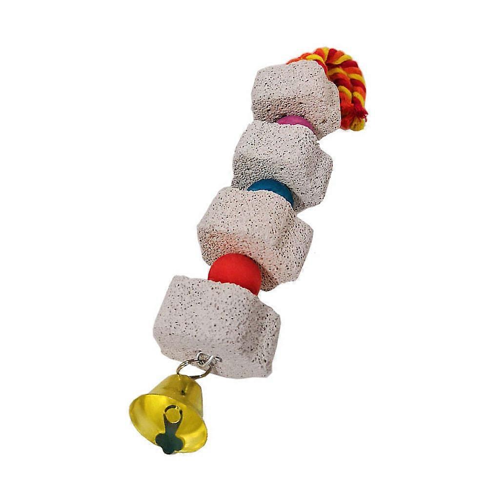 Portable Chewing Stone Parrot Accessory for Hanging Use 2Pcs Beige Toy