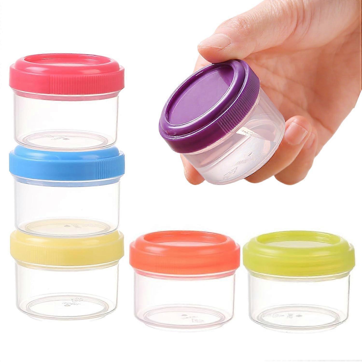 Plastic Mini Storage Containers 6Piece Set with Colorful Lids, Clear LeakProof Pots for Food, Crafts, Organizing