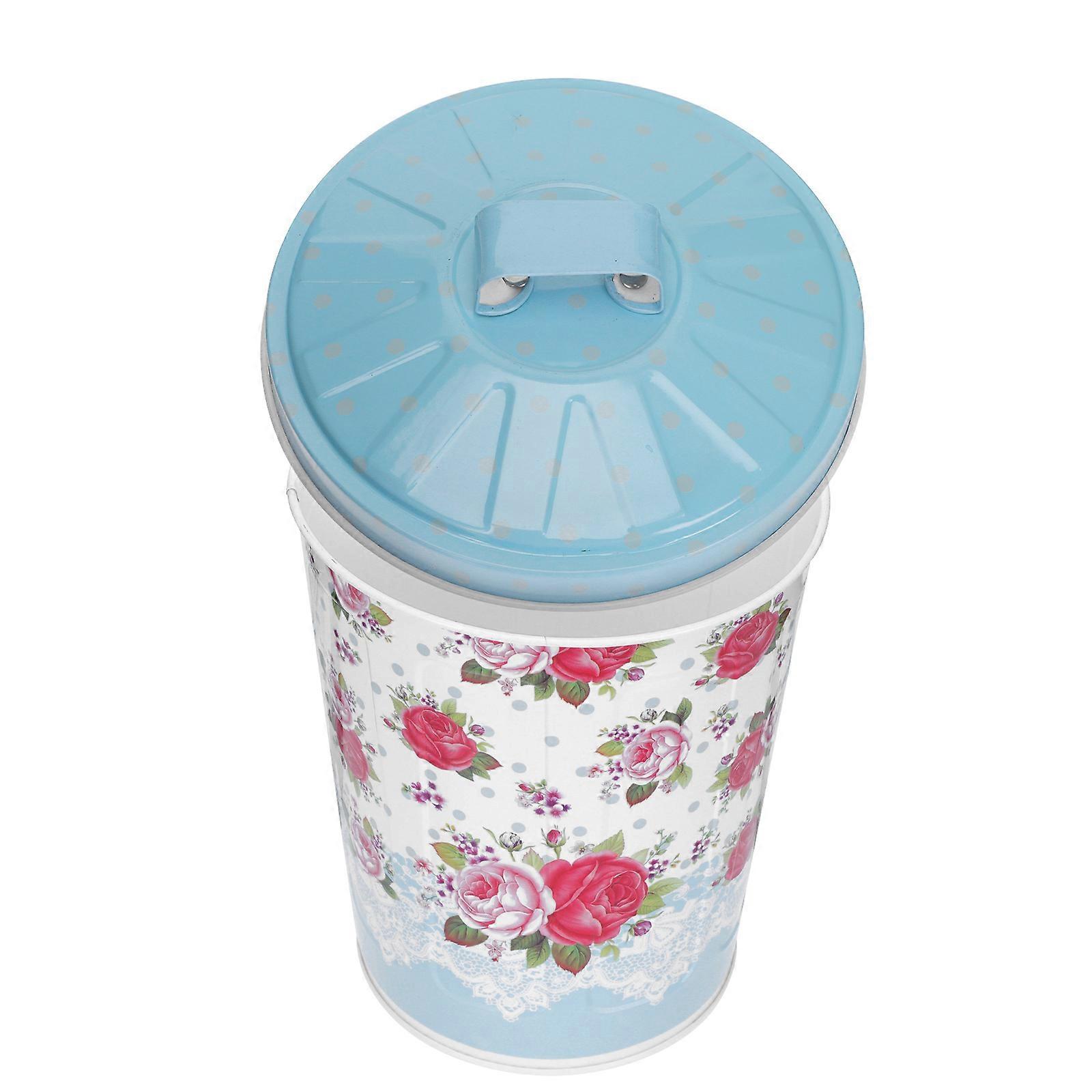 Tabletop Garbage Bin Iron Sheet with Lid for Storage Use 1Pcs