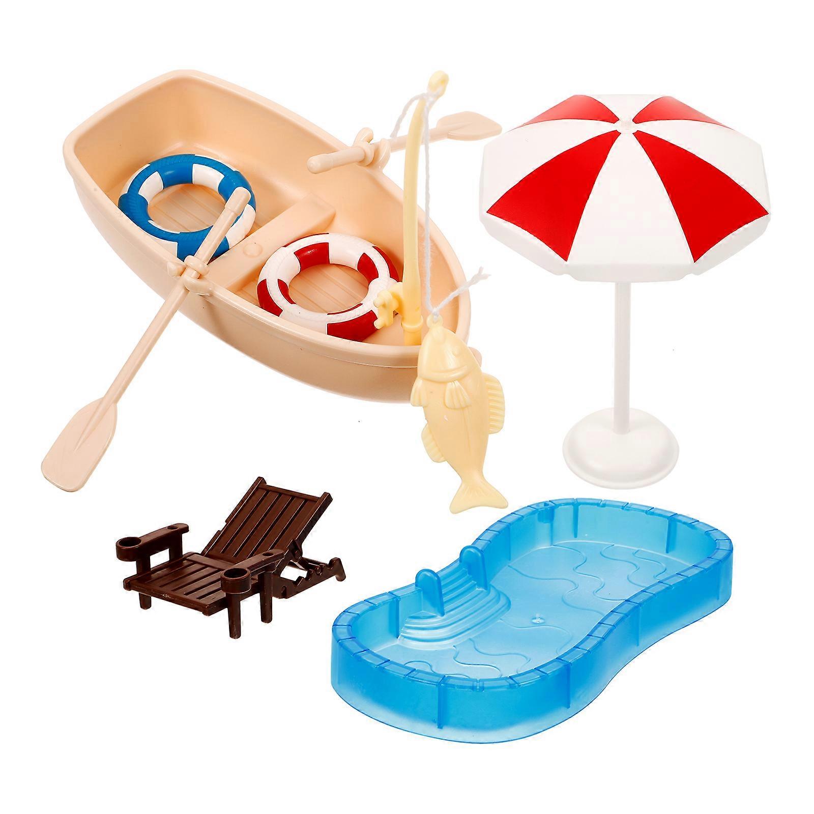 Swimming Pool Toy Set Miniature Swimming Pool for Decoration 1Set Plastic Material