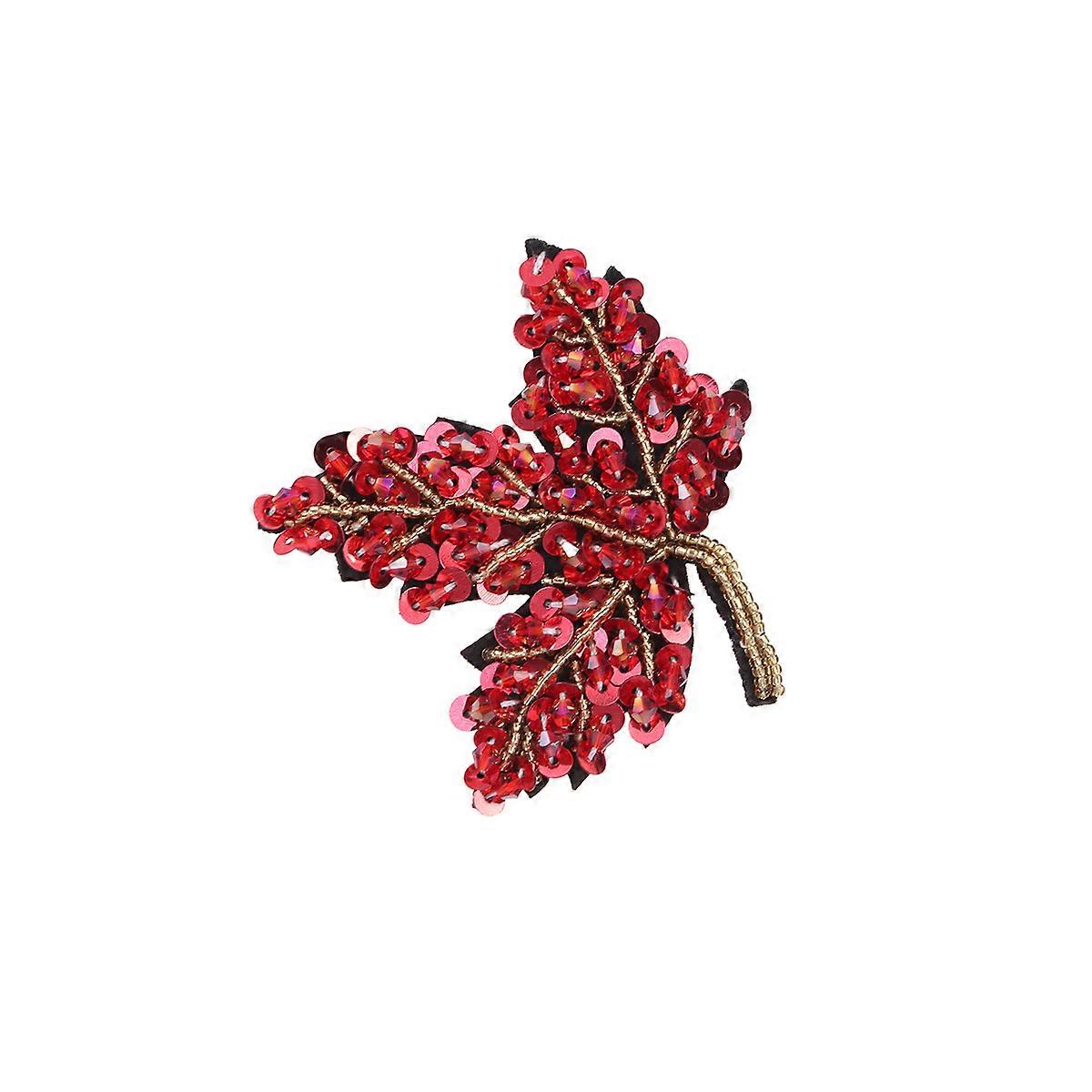 Patches for Jackets Maple Sew-on Patch for Sewing 1 Piece Red Sequin Applique