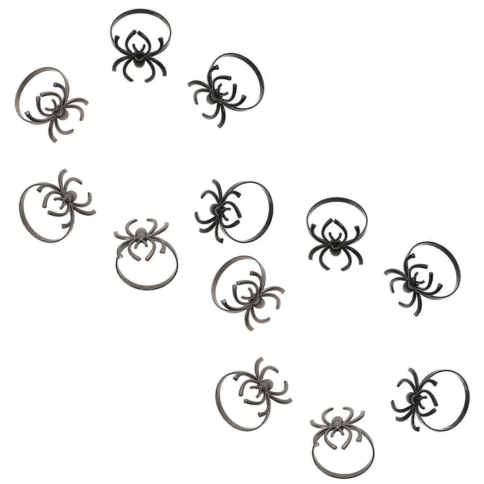 24 Pcs Assorted Color Napkin Buckles Halloween Theme Table Decoration Spider Design Dinner Party