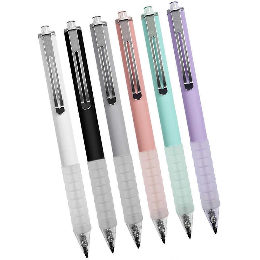6Pcs Retractable Lead Portable Mechanical Pencils Ideal For Kids Smooth Writing Assorted Colors