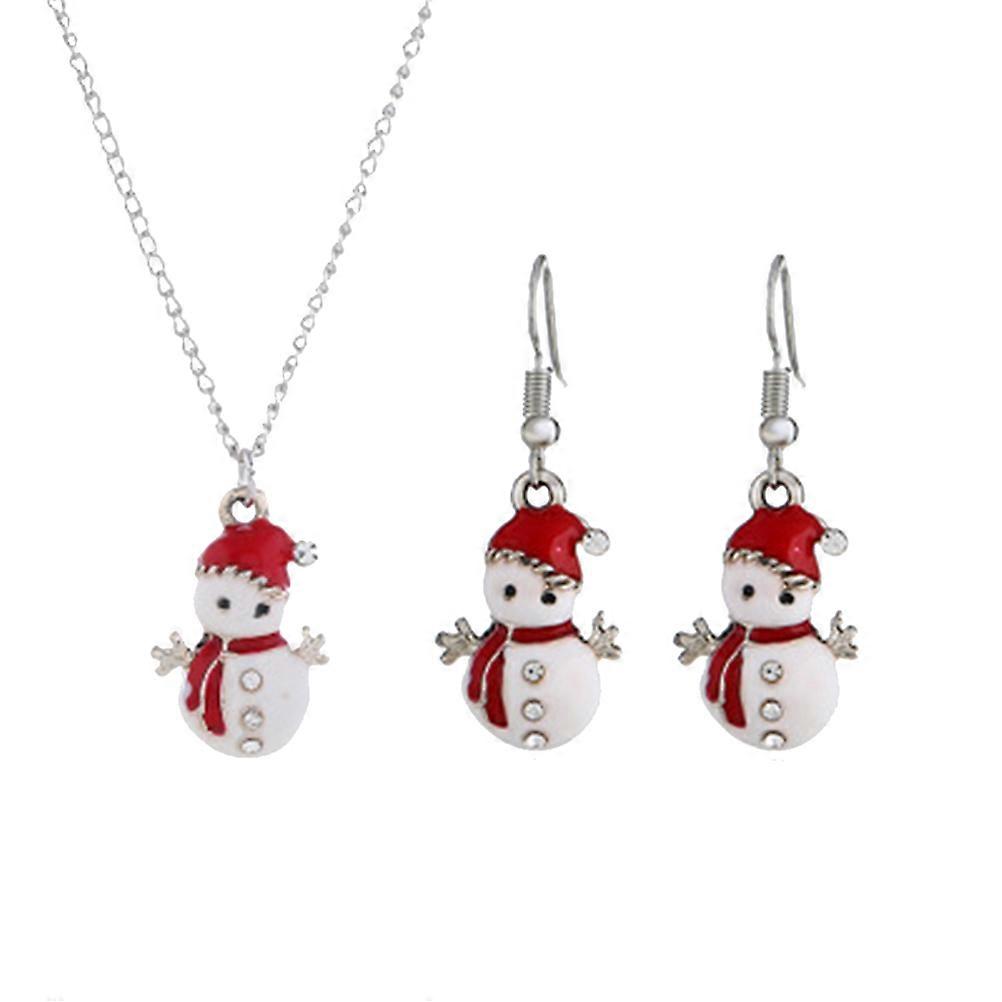 Assorted Color Snowman Design Earrings Necklace Set for Decoration 3Sets