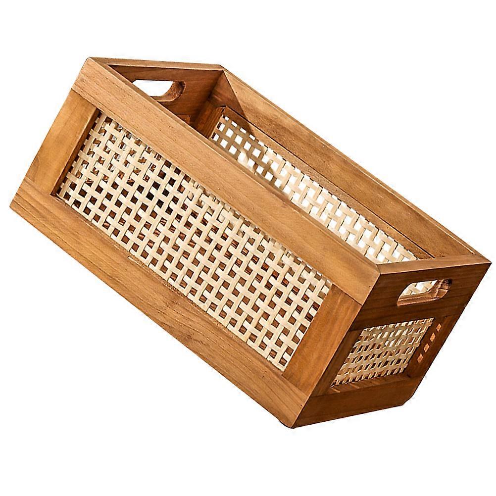 Bamboo Storage Bins Storage Basket Handmade Woven Storage Bin Light Brown Function 1Set