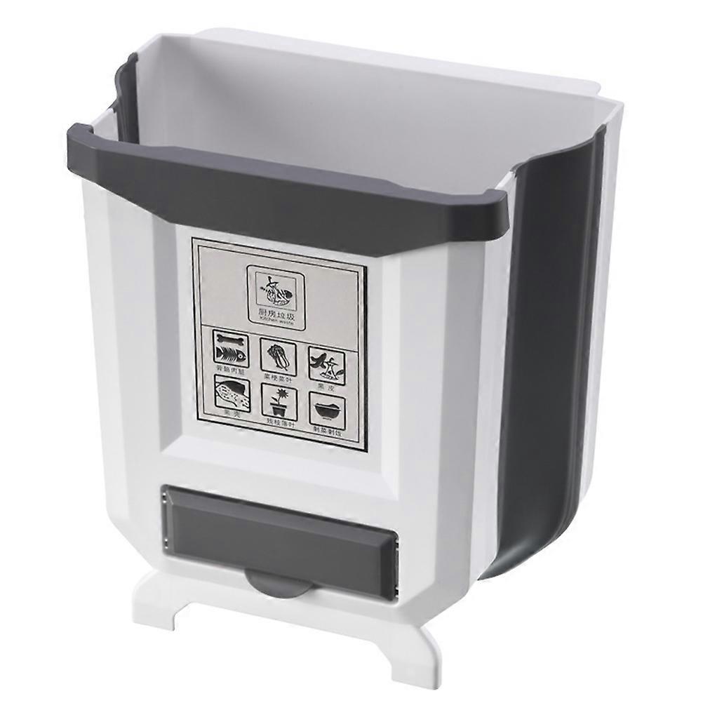 Door Hanging Waste Can Folding Garbage Can for Storage Use 1Pcs White Kitchen Bin