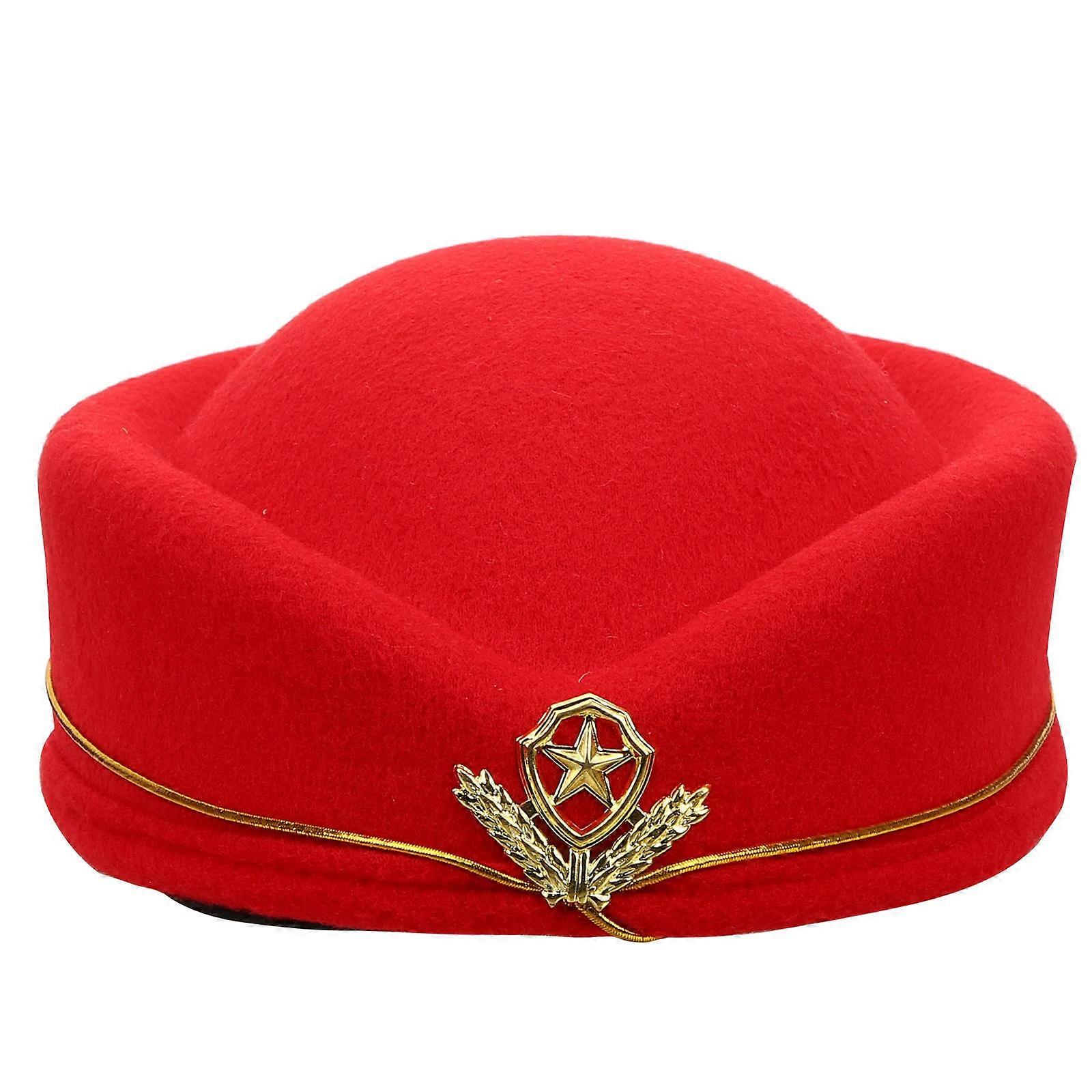 Flight Attendant Hat Woolen Stewardess Cap for Party 5Pcs Set