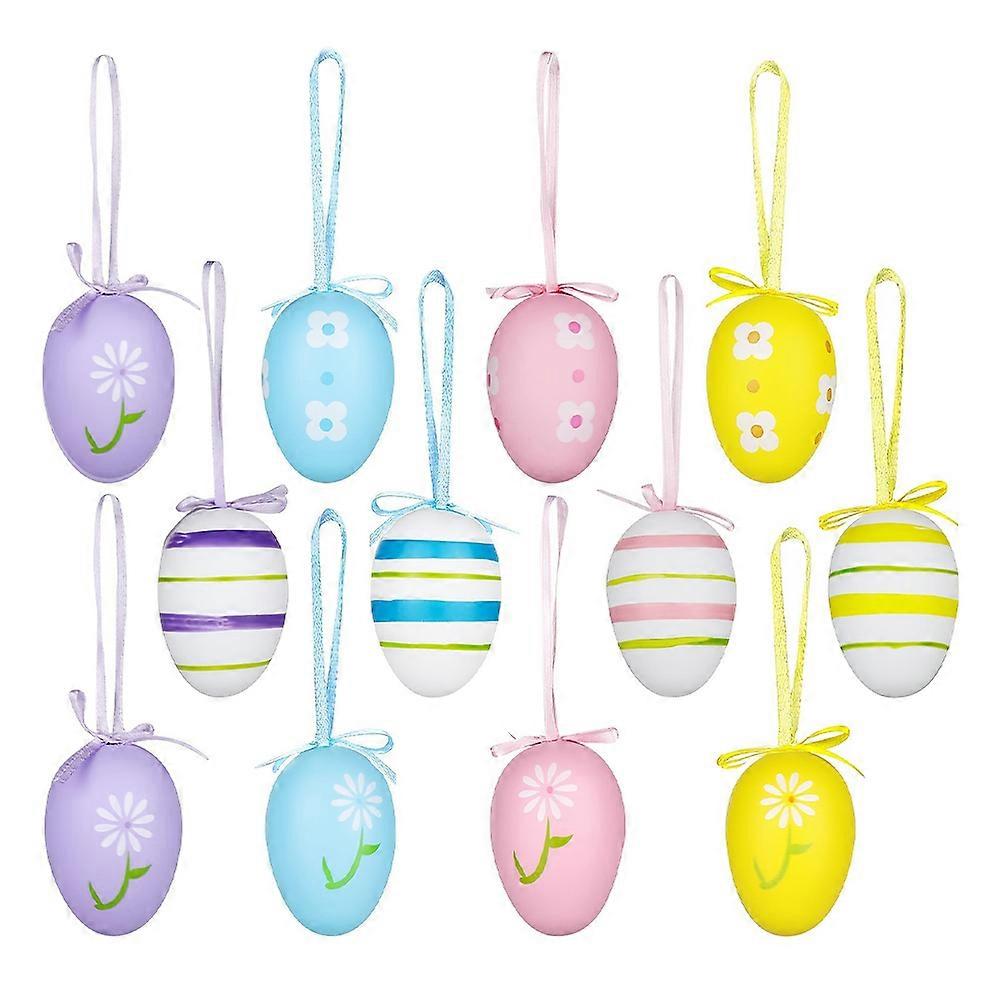 Easter Hanging Eggs Decorative Plastic Ornaments for 96Pcs Set
