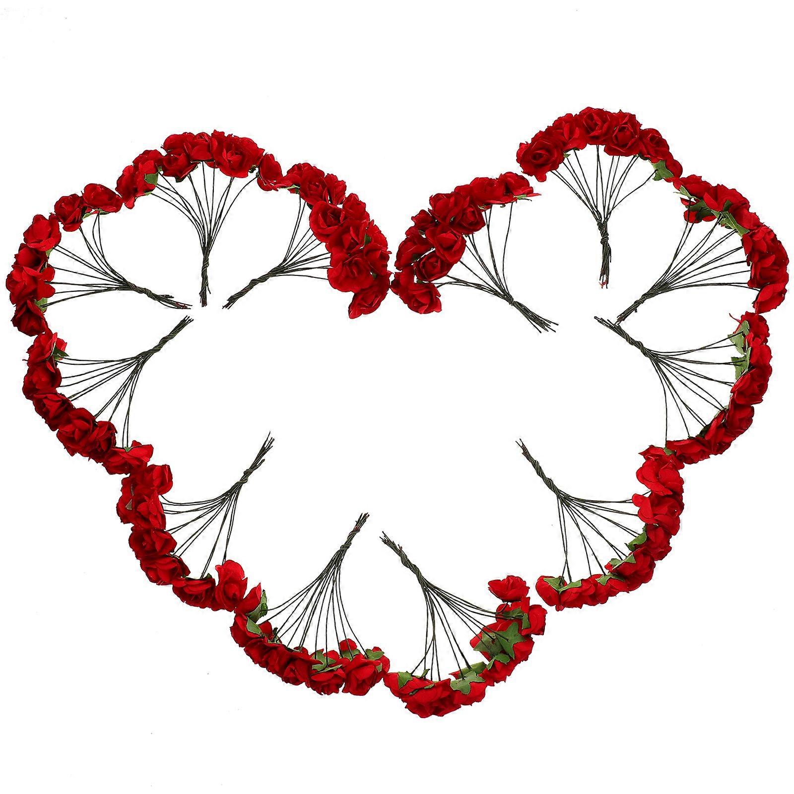 Red Paper Flower Craft for Desktop Decoration 720Pcs Artificial Flowers