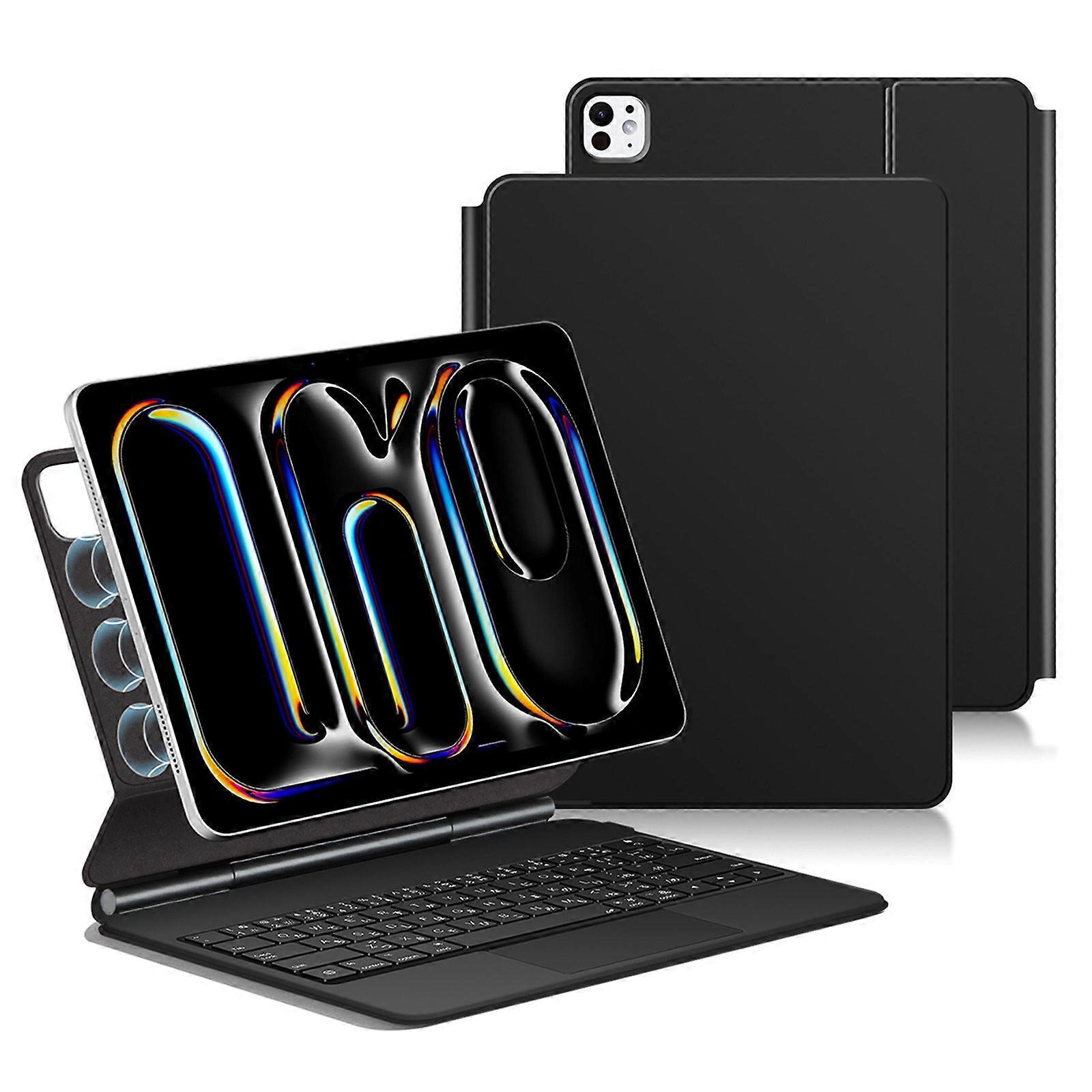 For iPad Pro 13 (2024) Smart Pogo Pin Direct Connection Keyboard (Japanese Layout) + Leather Tablet Case