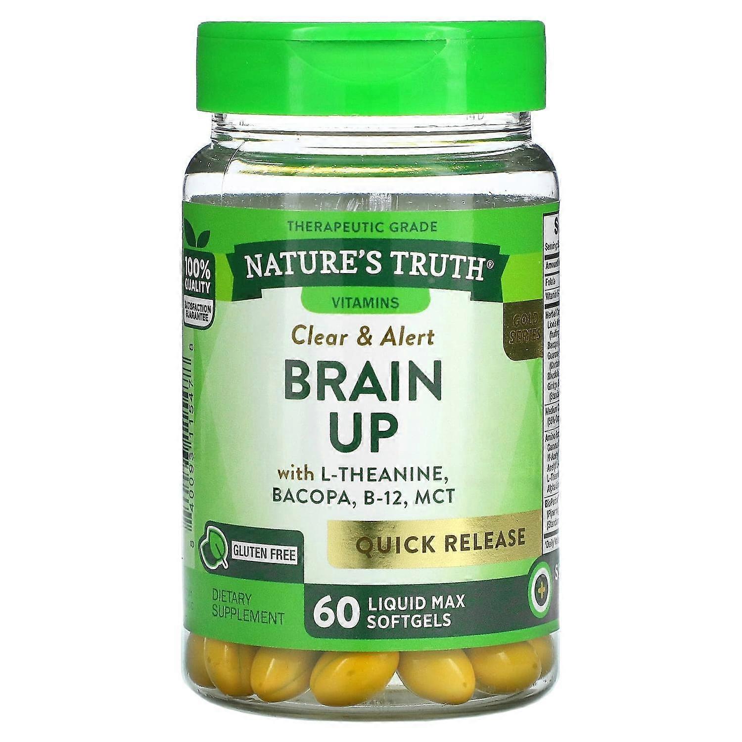 Nature's Truth, Brain Up, With L-Theanine, Bacopa, B-12, MCT, 60 Liquid Max Softgels