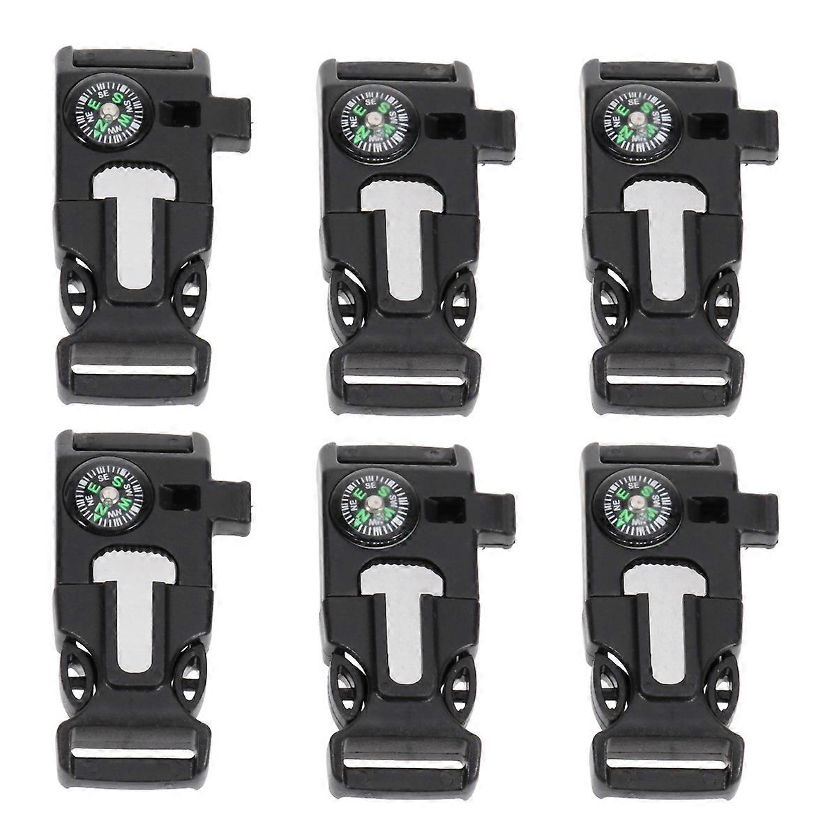 Outdoor 6Pcs Paracord Bracelet Compass for Emergency Use