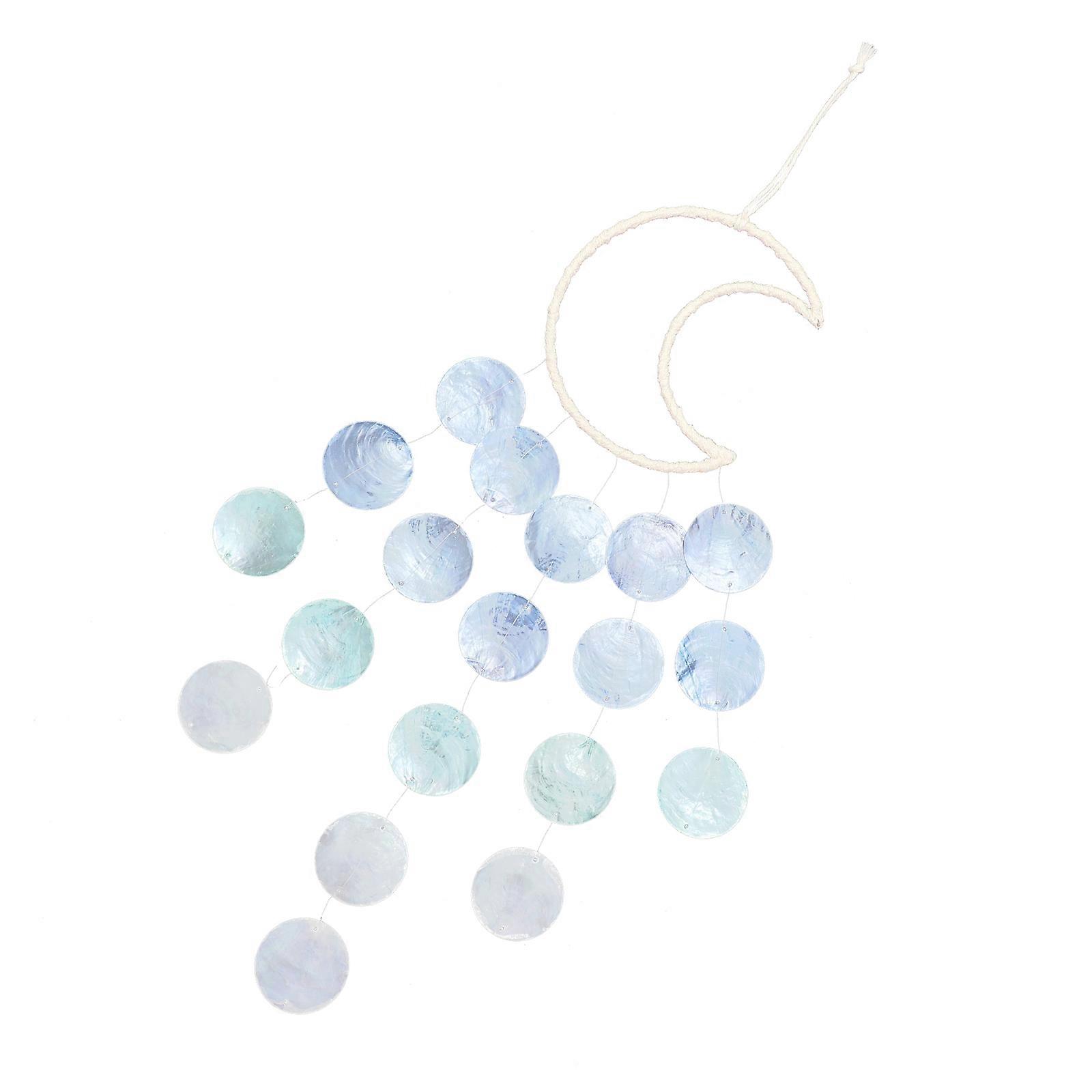 Shell Wind Chime Blue Outdoor Hanging Decoration with 4Pcs Wind Bell Set