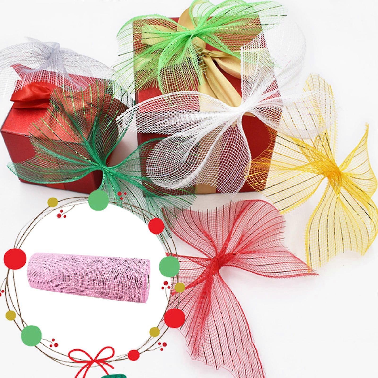 Nomeni Christmas Decorations Clearance! Poly Mesh Ribbon with Metallic Foil Each Roll for Wreaths Swags Bows Wrapping and Decorating Deco Mesh G