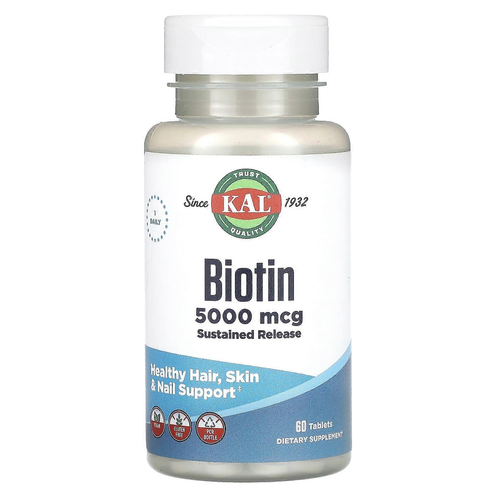 Biotin, Sustained Release, 5,000 mcg, 60 Tablets