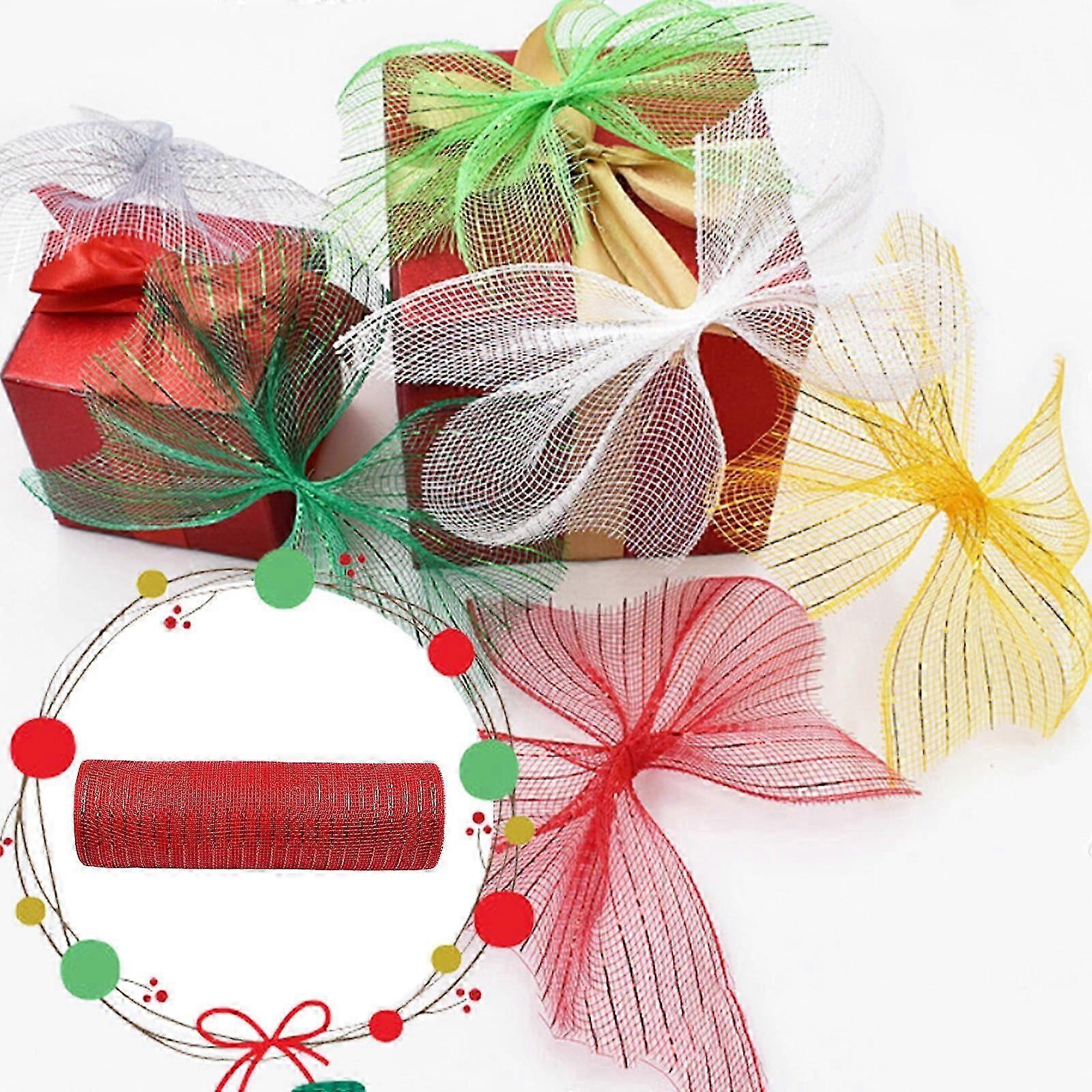 Home Decor Poly Mesh Ribbon With Metallic Foil Each Roll For Wreaths Swags Bows Wrapping And Decorating