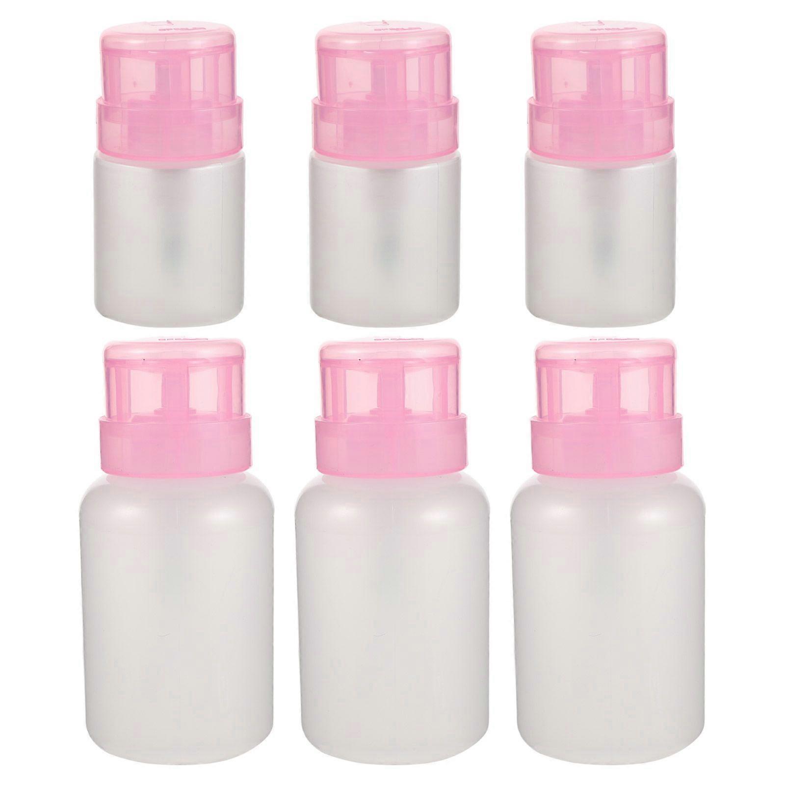 6pcs Nail Polish Remover Dispenser: 60ml & 220ml Pump Container - Empty Makeup Push Down Bottles, - Plastic Press Bottles for Manicure