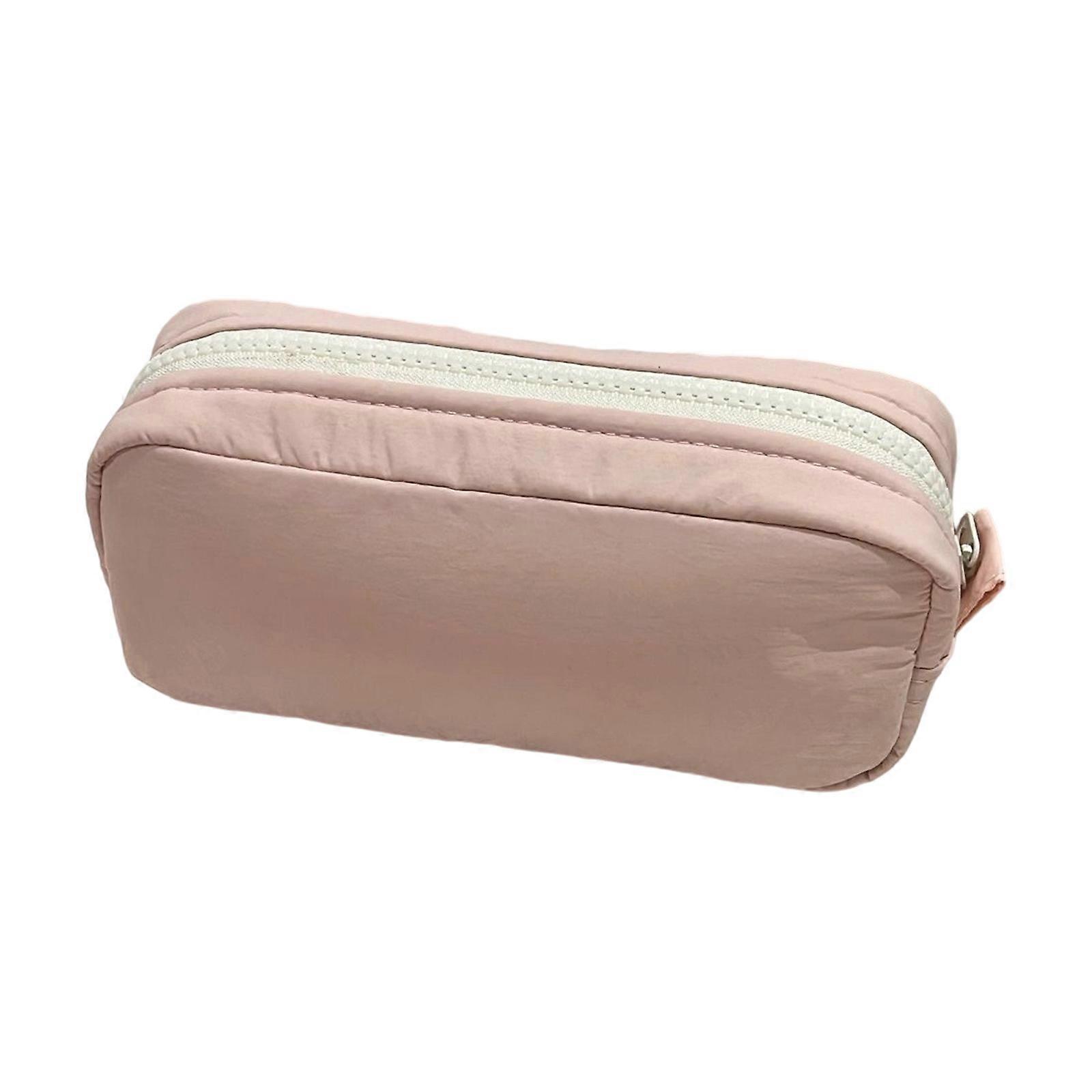 Square Shape Pencil Pouch  Storage Solution Solid Color Pen Bag For School Office Writing   Organization  Pink