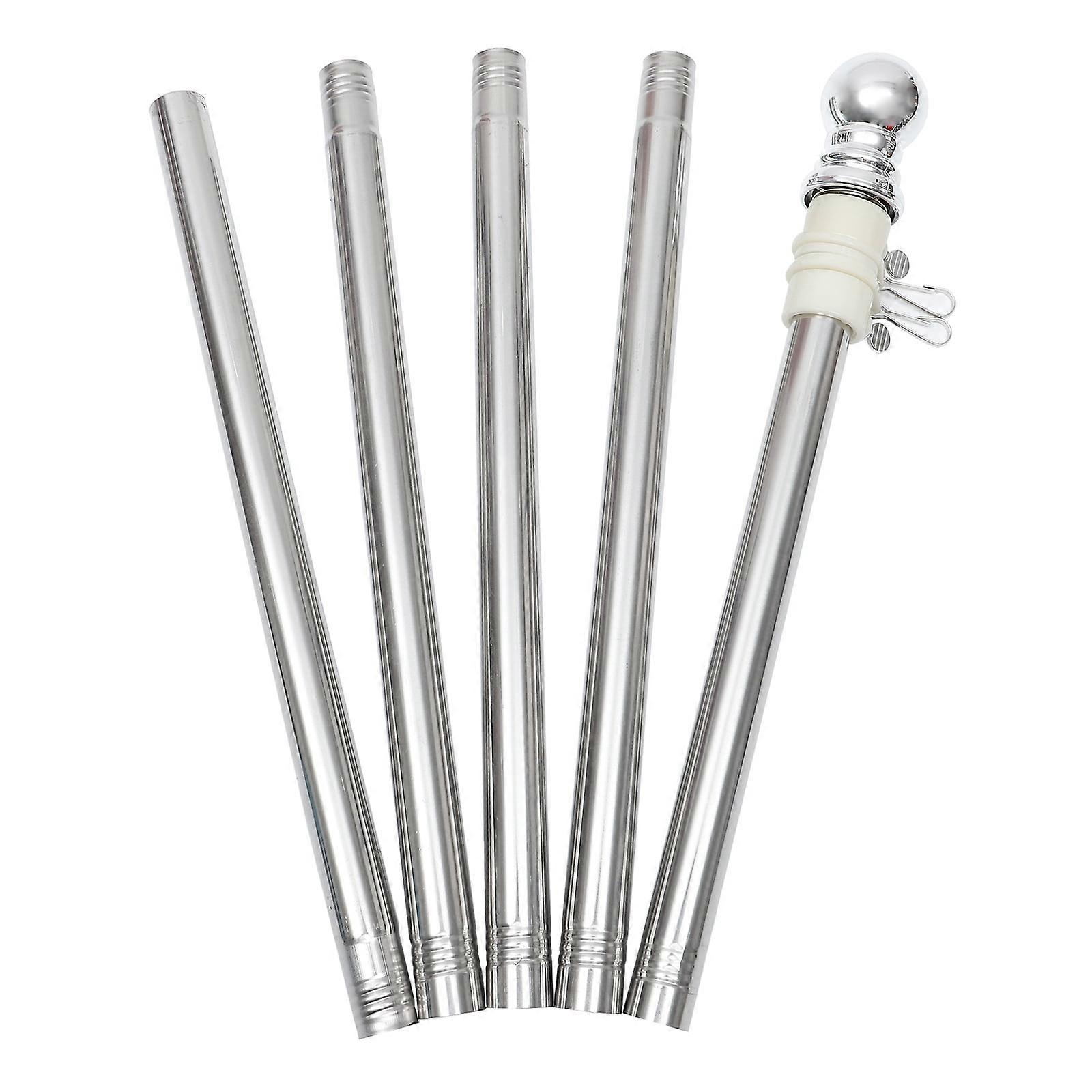 1 Set of Rotatable Flag Pole Stainless Steel Dechtable Flagpole Kit for Outdoor