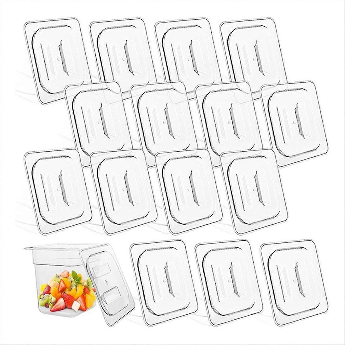 15 قطعة أغطية وعاء طعام من البولي كربونات مع مقبض 1/6 حجم أغطية مقلاة البخار الشفافة للرستورانتو