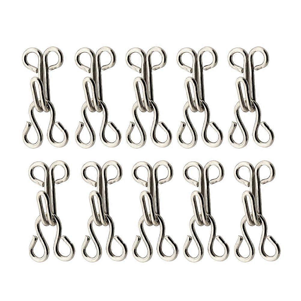 50PC Metal Hook Button Hooks and Eyes Closure Buckle Sewing Handcraft Tools for Collar Pants Coat (Silver)