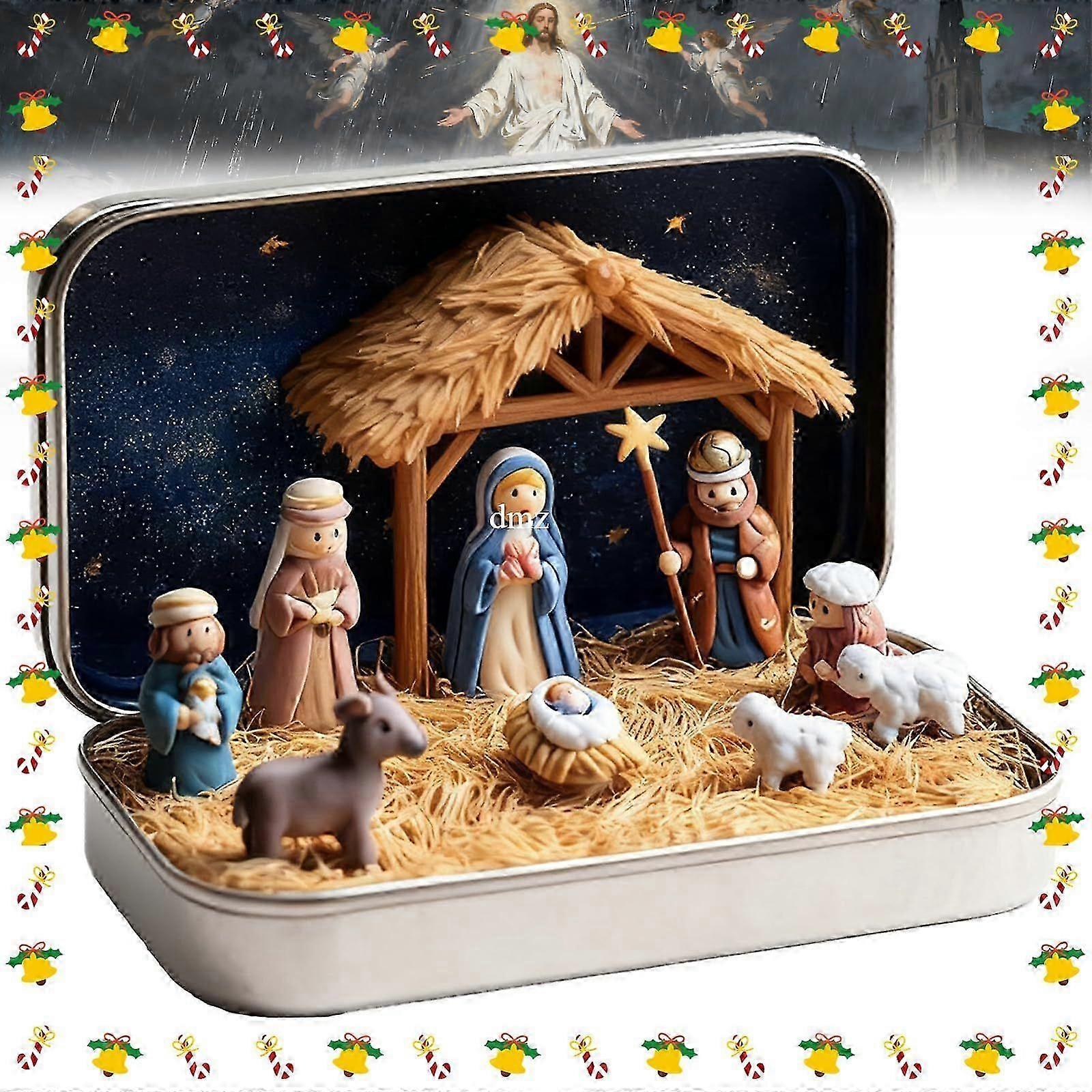Kids' Nativity Play Set with Jesus, Mary, and Joseph Figures, Small Scene for Toddlers and Christmas Fun