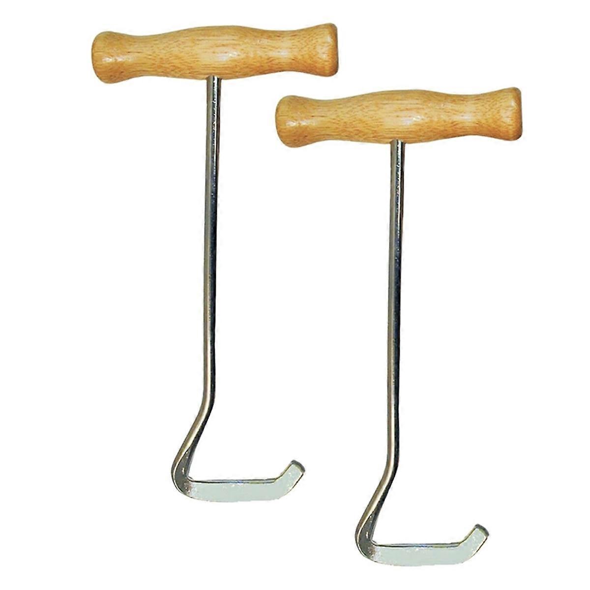 Wooden Handle Boot Hooks Boot Puller, Metal Boot Hooks for Effortless Boot Pulling, Boot Hooks for Cowboy Boots, 2-Pack