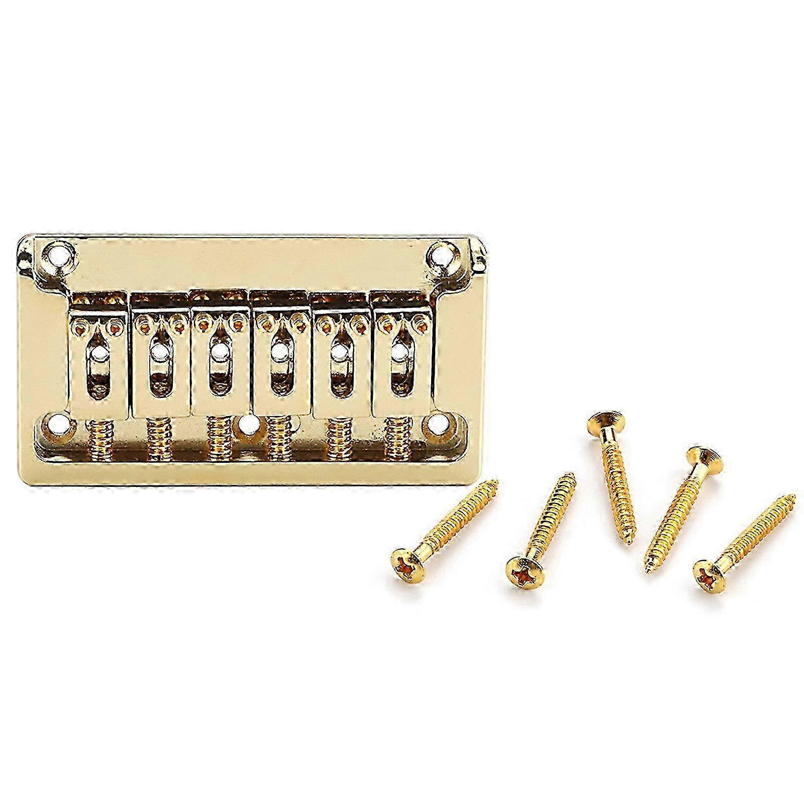 6 String Fixed Saddles Guitar Bridge Top Load Tailpiece with Mounting Screws for Electric Guitar Parts Easy to Install  Golden