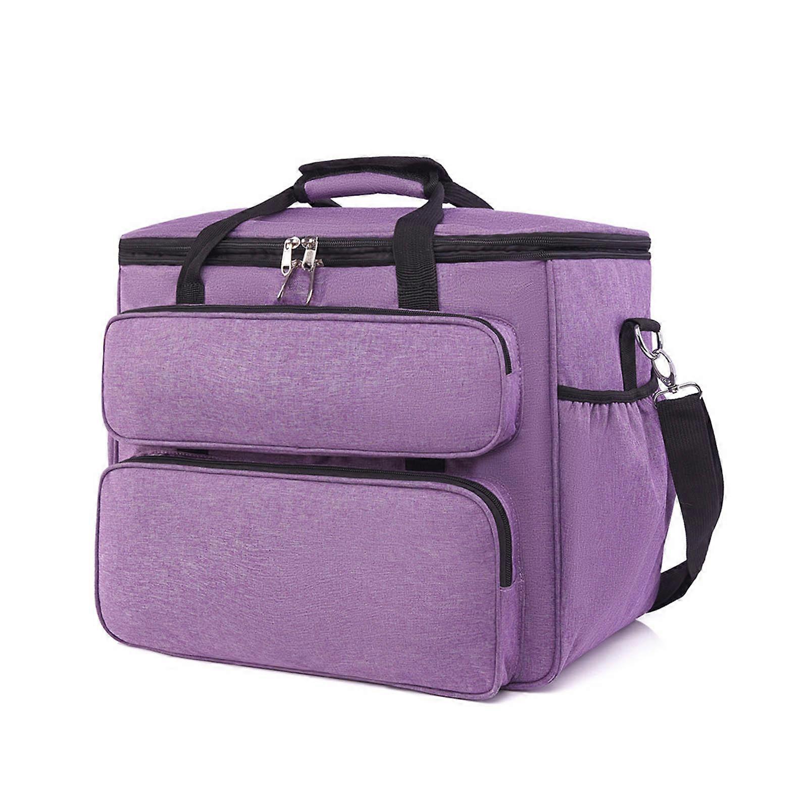Multi Compartment Sewing Bag Portable Foldable Structure Water Resistant Oxfords Cloth Storage Container  Purple