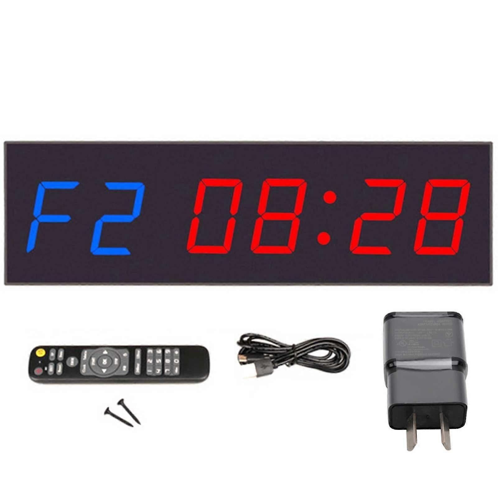 Small Gym Timer Clock 12/24-Hour Time Clock Stopwatch for Home Gym