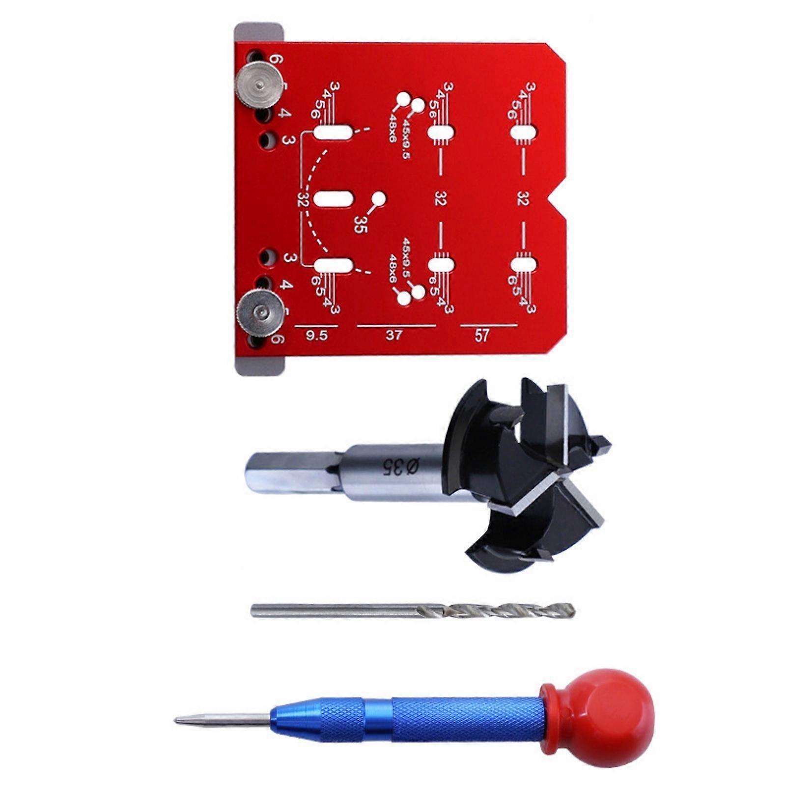 Professional Aluminum Adjustable Margin Hinge Positioning Gauge 35mm Red Cabinet Door Mounting Tool With Marking Guide Multicolor