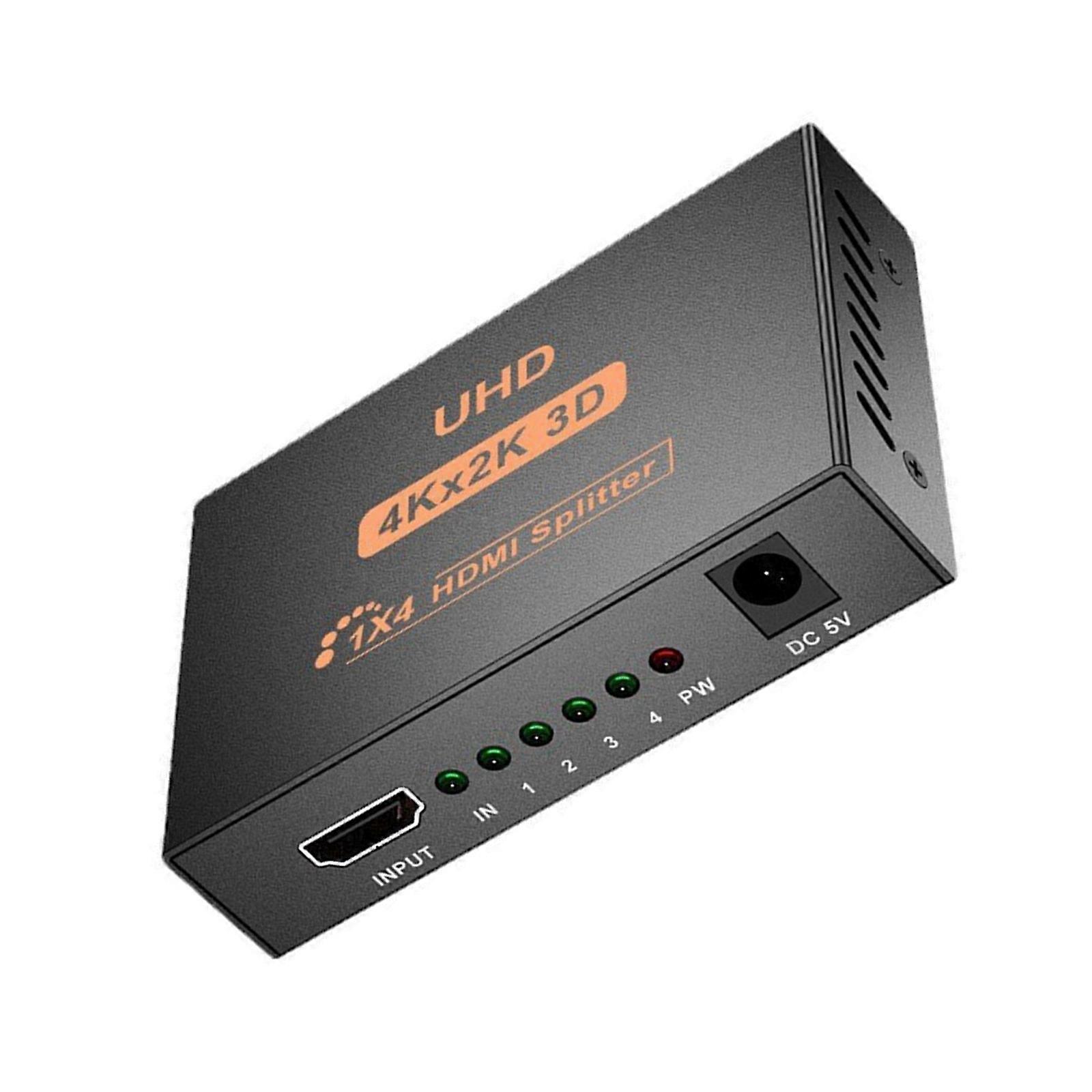 High Resolution Hdmis Splitter 4K 2K Hdmis Distribution Amplifiers 1 Input 4 Outputs For Multiple Displays Alloy Housing Multicolor
