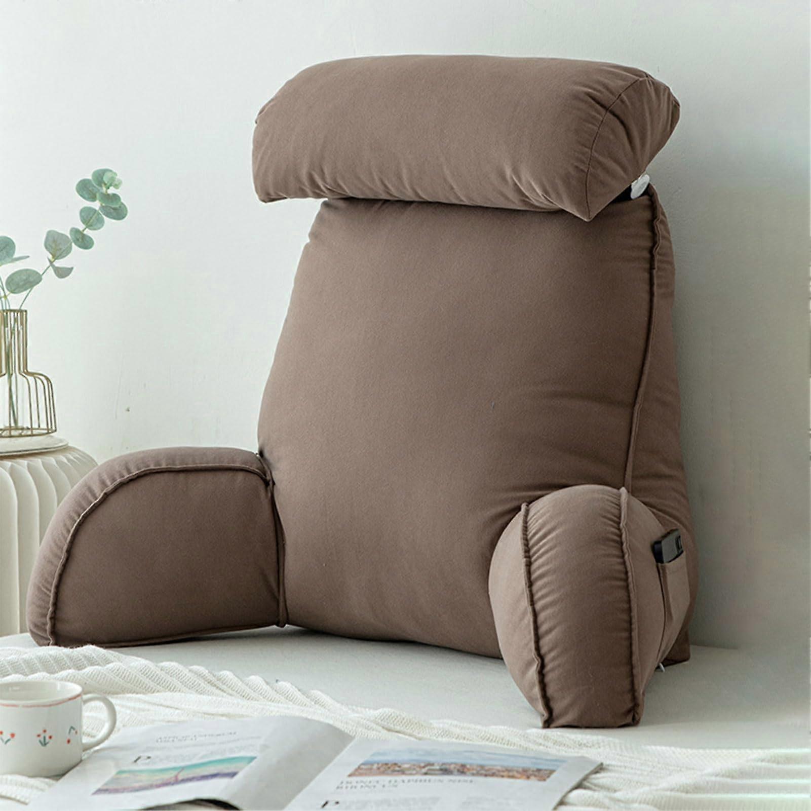 Ergonomic Reading Pillow with Armrests for Bed or Sofa Support, Backrest Cushion for Sitting and Relaxing