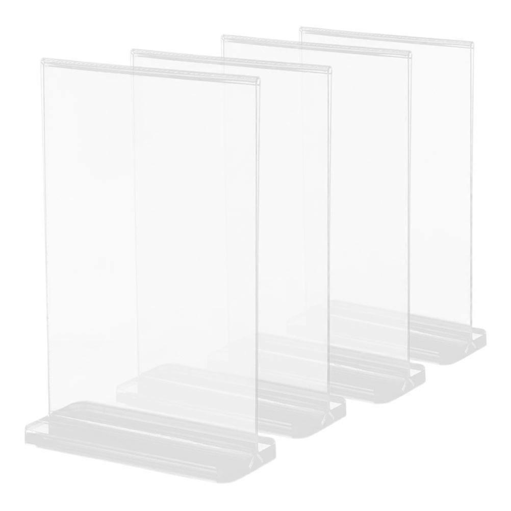 Acrylic Display Stands Clear Sign Display Holder for Tabletop Use Small Photo Frame Stands Information Display 4Pcs
