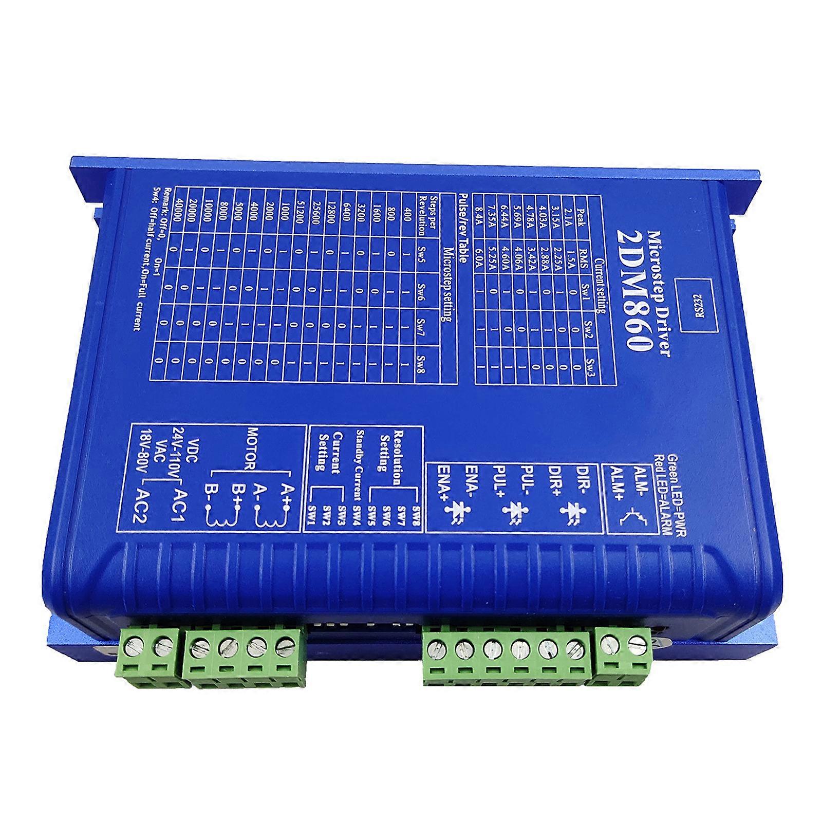 2DM860 Stepper Motor Controller 2-phase Digital Stepper Motor Driver Microstep Controller for Carving Machines Multicolor