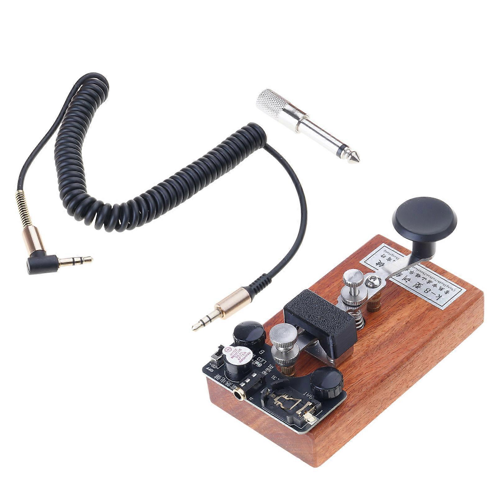 Stainless Training CW Key Manual Transmission Training Morse Code Key Wood Base Morse CW Keyer Shortwave Practice Board Multicolor